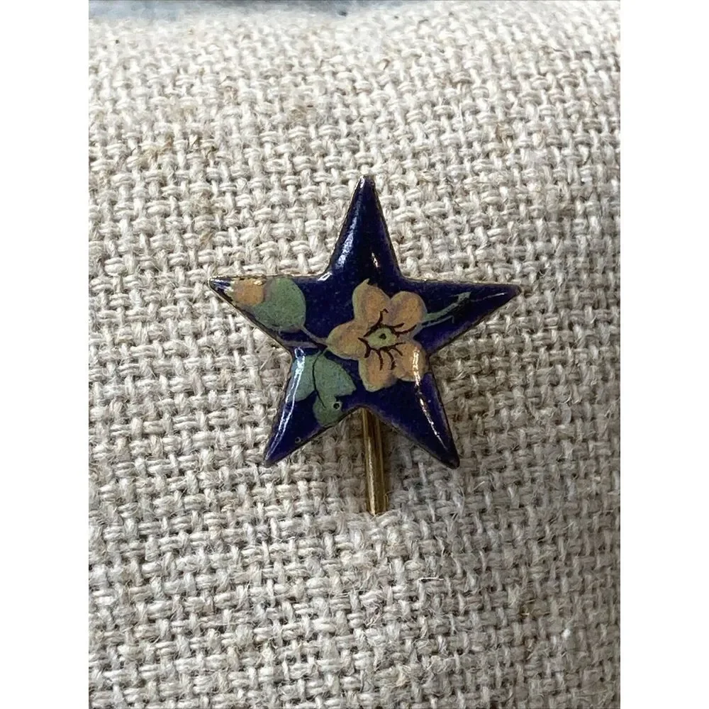 Enamel Star‎ Stick Lapel Pin Tie Tac Hat Brooch Flower estate